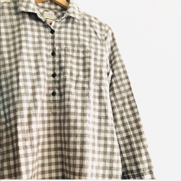 J. Crew Homespun Popover Shirt Boy Fit Gray and white checkered print XS - Picture 6 of 8